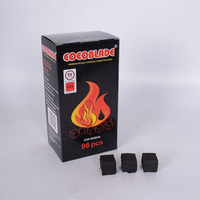 Lot de 96 charbons à chicha modernes et durables à combustion lente, parfum noix de coco, avec boîte cadeau, pour usage en bar