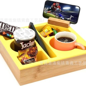Caja de almacenamiento con reposabrazos de madera, portavasos y bandeja para refrigerios, para sofá, asiento de coche, escritorio. - Product Image 1