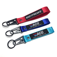 Porte-clés tissé personnalisé en polyester écologique durable avec logo personnalisable en alliage de zinc, mousqueton d'oiseau, crochet de voiture, mousqueton de sécurité