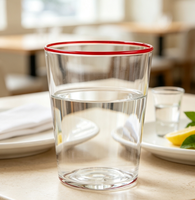 Tasse à café ou à thé en verre borosilicate soufflé à la main avec décoration rouge, pour la maison, la cuisine, l'eau quotidienne