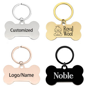 Porte-clés <span class=keywords><strong>mousqueton</strong></span> personnalisé en acier inoxydable vierge, forme os de chien, résistant, avec gravure pour identification d'animal de compagnie - Product Image 1