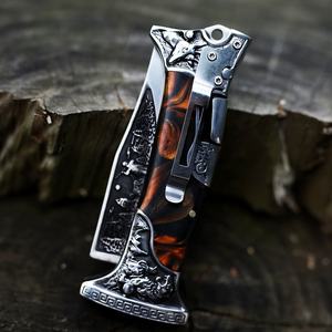 سكين تخييم قابل للطي من كولومبيا طراز A3188 مع زر لتبديل الشفرة، مقابض خشبية وراتنجية، جاهز للاستخدام اليومي - Product Image 2