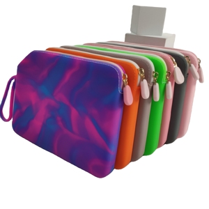 <b>Hot</b> Sale Silicone Zipper Closure Brush Bag Purses Unbreakable <b>Clutch</b> Makeup Travel Bag Custom Cosmetic Pouch with Handle - Product Image 1