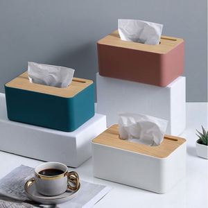 Wholesale Wood Grain <b>Paper</b> Living Dining Room Plastic Storage <b>Tissue</b> Box Printing Advertising Logo - Product Image 6