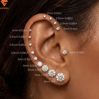 Boucles d'oreilles en or blanc 14 carats de haute qualité avec diamants pour femmes, 1 carat, diamant rond brillant cultivé en laboratoire