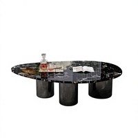 Table basse de style italien minimaliste, sur mesure, en marbre et acier inoxydable, luxe léger, pour usage domestique, salon moderne