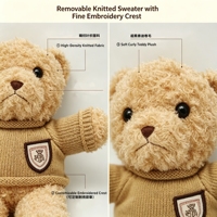 Peluche Ours en Peluche Doux et Moelleux 20cm Style Preppy, Jouet pour Machine à Prix d'Arcade de Centre Commercial, Vente Directe, Article de Qualité