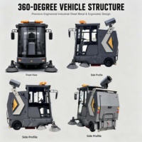 Promotion DENKOE HM3 Balayeuse de voirie électrique autoportée neuve avec batterie 48V 150Ah et réservoir de 200L