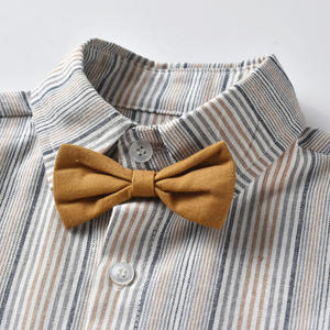 Ensemble de tenue de gentleman formel pour bébés garçons, <span class=keywords><strong>chemise</strong></span> <span class=keywords><strong>avec</strong></span> nœud <span class=keywords><strong>papillon</strong></span> et short à bretelles d'été, pour mariage, fête et anniversaire - Product Image 5