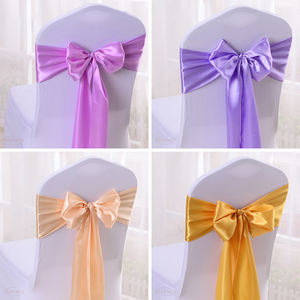 الزفاف الذهب الساتان كرسي رموش أشرطة أسعار الجملة الملونة الزفاف لوازم الحزب كرسي الديكور - Product Image 3