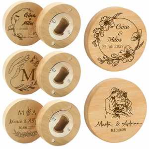Abridor de Botellas Magnético de Bambú, Decoración Rústica para Mesa de Boda, Decoración para Bar de Cocina - Regalo para Amantes de la Cerveza - Product Image 1