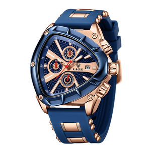 Reloj de Cuarzo Poligonal para Hombre con Calendario Luminoso, Correa de Silicona Resistente al Agua 3BAR - Product Image 4