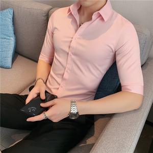 OEM / ODM Camisas-<span class=keywords><strong>juveniles</strong></span>-para-hombre Color sólido Camiseta para hombre Vestido de negocios Vestido ajustado de alta calidad Vestido para hombre sin arrugas - Product Image 5