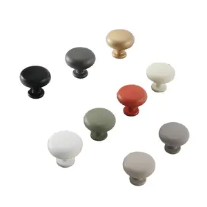 Simple Aluminum Rounded Knob Single Hole Colorful Knob Matt Black Suitable For Kitchen Cabinet Bedroom Closets All Drawers