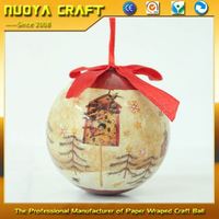Ornements d'arbre de Noël, boule en polyfoam, impression UV couleur pleine, 7,5 cm, ruban, décoration intérieure/extérieure