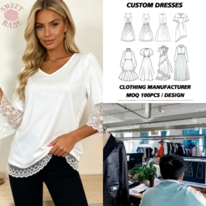 Trendy V Neck Lace <b>Patchwork</b> Flare Sleeve Mid Sleeve <b>Top</b> Custom Service For Women Elegant Daily Casual Commuter Outfit - Product Image 1