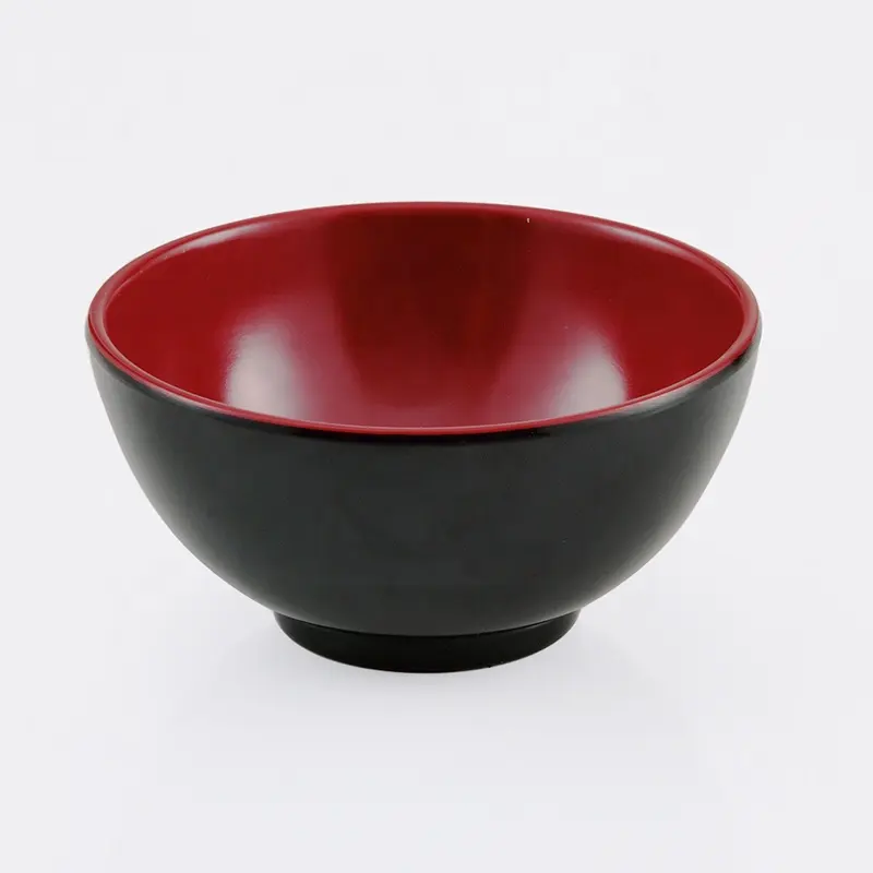 Two tone color Restaurant Soup Serving 4.3 Inch Black Red Melamine Rice Bowl