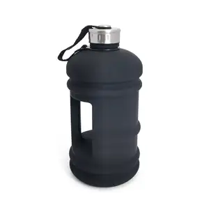 High quality rubber coating PETG 2.2L motivational water bucket 0.6 gallon dumbbell shape plastic water jug