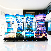 Pantalla LED Cúbica Giratoria de Doble Cara y Multicapa para Video Wall, Equipo de Publicidad con Rotación Continua de 360° para Centros Comerciales