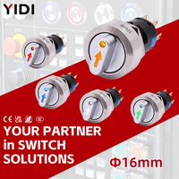 Interrupteur à bouton-poussoir électronique rotatif à verrouillage 16 mm 3A 250V avec LED, 2 ou 3 positions, en acier inoxydable, 1NO1NC 2NO2NC, industriel IP40