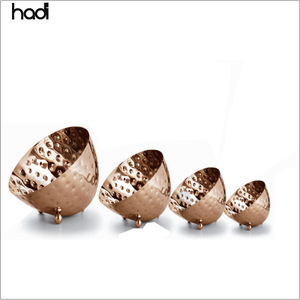 Ciotole di Lusso in Metallo Martellato Oro Rosa per Buffet, Insalata e Frutta, Stoviglie da Tavola per Hotel in Acciaio Inox - Product Image 2