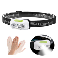 Lampe frontale à LED cob avec Mini capteur, rechargeable par USB, idéale pour la pêche