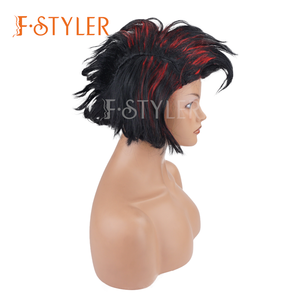FSTYLER negro corto peluca Cosplay peluca sintética <span class=keywords><strong>para</strong></span> adultos mujeres <span class=keywords><strong>hombres</strong></span> Unisex Cosplay fiesta <span class=keywords><strong>carnaval</strong></span> fábrica <span class=keywords><strong>pelucas</strong></span> al por mayor - Product Image 2