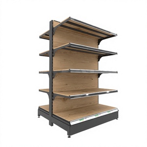 Estanterías de Pared para Supermercado Highbright con Acabado Imitación Madera, de Una Sola Cara, con Estantes Inclinados Ajustables para Supermercados y Tiendas Minoristas - Product Image 1