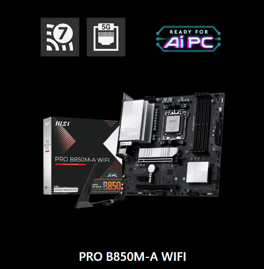 Original New A SUS PRO B850M-A WIFI AM5 Motherboard DDR5 mATX WiFi 6 Mainboard for AMD Ryzen 7000 8000 9000 Series