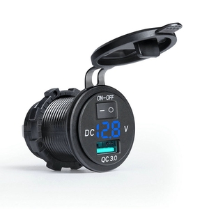 Chargeur <span class=keywords><strong>USB</strong></span> QC3.0 <span class=keywords><strong>avec</strong></span> Voltmètre Rouge 12V et LED Bleue, Charge Rapide pour Voiture, <span class=keywords><strong>Moto</strong></span>, Bateau, <span class=keywords><strong>avec</strong></span> <span class=keywords><strong>Interrupteur</strong></span> Marche/Arrêt pour Téléphone - Product Image 5