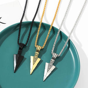 Kalung liontin baja tahan karat untuk pria, Kalung liontin baja tahan karat kepala panah klasik, desain tombak modis untuk hadiah - Product Image 2