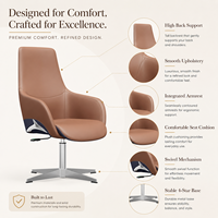 Chaise de bureau de direction moderne à dossier haut, pivotante, avec accoudoirs fixes, pour bureau de direction