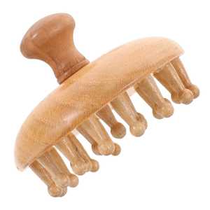 Venta al por mayor de madera Calma el cabello cepillo de masaje del cuero cabelludo hierba madera terapia herramientas cuello bambú cuero cabelludo masajeador de cabeza - Product Image 1