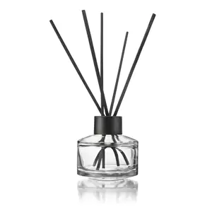 Recyclable Custom Made Cylinder Reed Diffuser Bottle Glass Empty Round Clear Diffuser Glass Bottle With Screw Cap