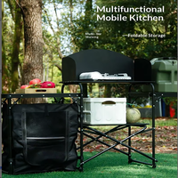 Cuisine mobile multifonctionnelle d'extérieur, table à manger pliante en alliage d'aluminium, armoire de rangement 146x46x70cm pour le camping