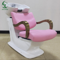 Chaise de massage du cuir chevelu rose Jincheng design original lit de shampoing avec vapeur salon de coiffure spa chaise de blanchisserie