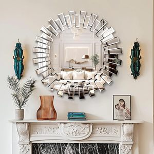 <span class=keywords><strong>Miroir</strong></span> 3d en bois doré de luxe pour salon <span class=keywords><strong>miroir</strong></span> mural vintage <span class=keywords><strong>salle</strong></span> <span class=keywords><strong>à</strong></span> <span class=keywords><strong>manger</strong></span> pour invités maison <span class=keywords><strong>miroir</strong></span> décoratif mural rond soleil levant - Product Image 4