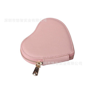 Creative heart-shaped coin <b>purse</b>, <b>cute</b> PU leather earphone and key holder, customizable logo, free gift. - Product Image 2