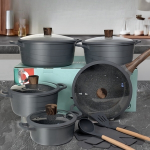 Juego de utensilios de cocina de aluminio antiadherente de 15 piezas al por mayor, <span class=keywords><strong>sartenes</strong></span> de cocina con diseño ondulado de China - Product Image 3