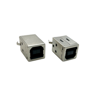 Conector USB 2.0 Tipo B Hembra Vertical DIP de 4 Pines con Terminales de Soldadura de Cobre