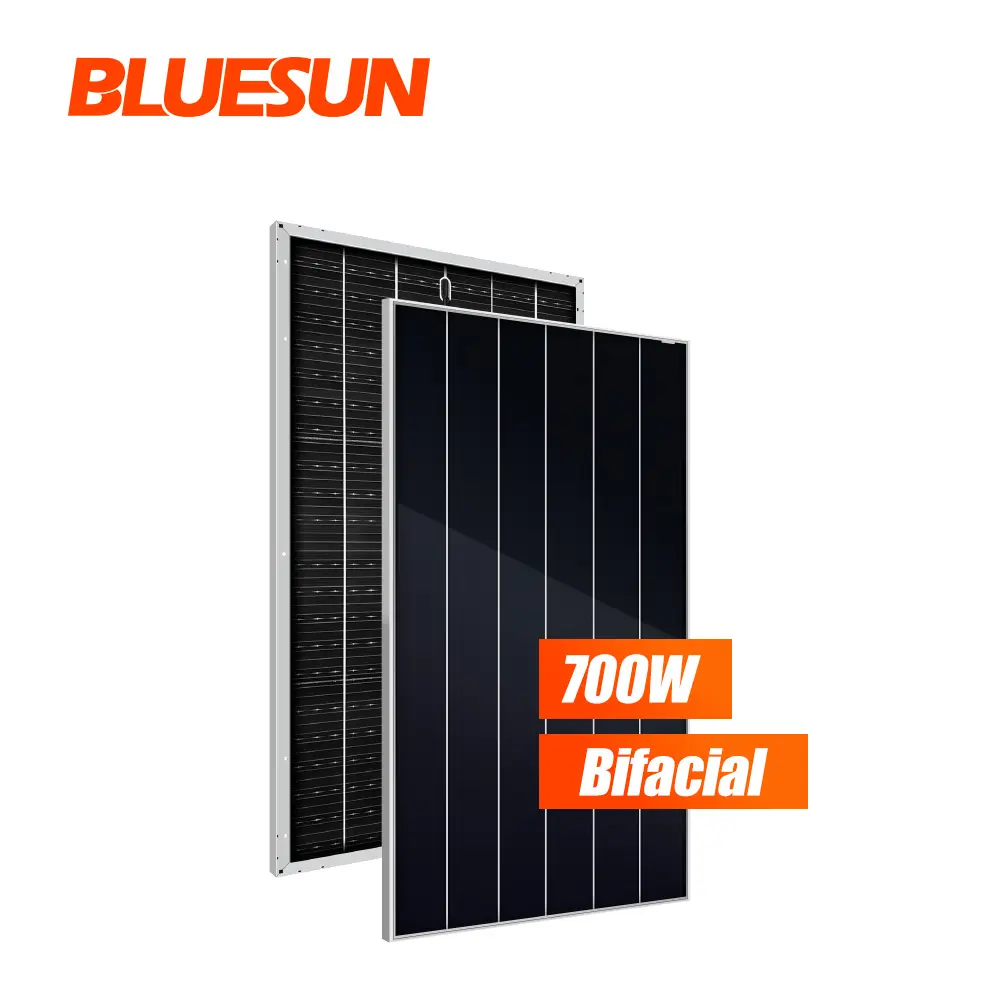 2022 top fornecedor bluesun hjt 700w painel solar 210mm célula pv sistema solar 50kw 100kw uso de energia