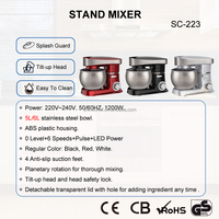 Mélangeur à pâte électrique domestique 5L 6L 1200W, mélangeur à farine automatique planétaire pour boulangerie, mélangeur à tête inclinable, mélangeur alimentaire de cuisine