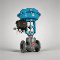 Vanne de régulation pneumatique industrielle Samson avec positionneur numérique Siemens pour le contrôle du débit d'eau, 2 voies, en acier inoxydable