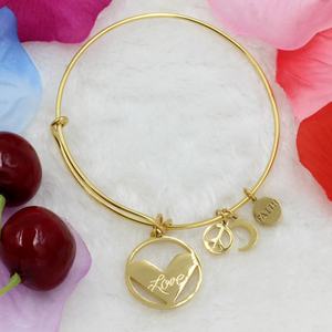 18k Gold Plated Elephant Hot Selling 316L Stainless <b>Steel</b> <b>Cable</b> Wire Adjustable Non Tarnish Jewelry Bangle With Charm Jewelry - Product Image 2