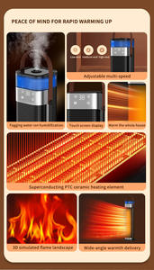 New xách tay hộ gia đình PTC nóng với ngọn lửa hiệu ứng tiết kiệm năng lượng fan hâm mộ phòng ngủ văn phòng nhà FCC ul ETL/CE - Product Image 4