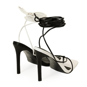 Scarpe Miste Bianche e Nere da Donna <span class=keywords><strong>con</strong></span> Tacco, Estive 2022, <span class=keywords><strong>con</strong></span> <span class=keywords><strong>Lacci</strong></span> <span class=keywords><strong>alla</strong></span> <span class=keywords><strong>Caviglia</strong></span>, per Ufficio e Lavoro, Semplici Sandali a Stiletto - Product Image 3