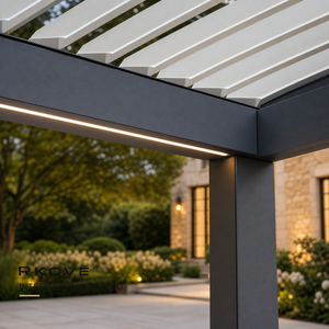 Pérgola de Jardín Accesible de 4x4m con Techo de Láminas de Aluminio, Pérgola Independiente con Iluminación LED Cálida Integrada - Product Image 2
