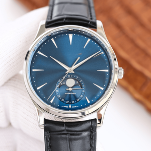 Diamond Bezel Men's Automatic Mechanical Watch Moon Phase <b>Calendar</b> Leather Strap Stainless Steel Case for All Occasions - Product Image 2