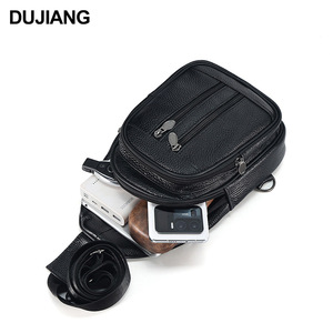 Men's Genuine Leather Chest <b>Bag</b> Solid Color Wear-Resistant Crossbody Shoulder <b>Bag</b> Everyday Outfits Fashionable Spring 2025 - Product Image 3