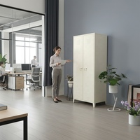 Armoire en acier avec étagères réglables, tringle à vêtements et compartiments de rangement pour bureau à domicile, chambre ou bureau
